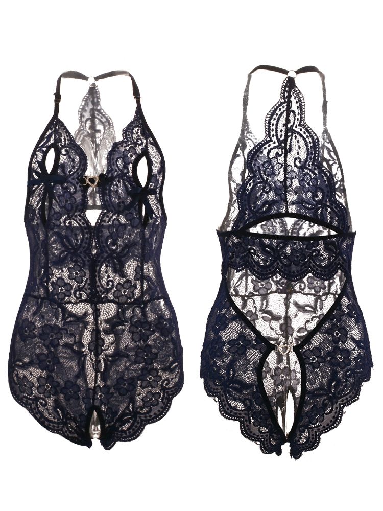 Sexy Dessous für Damen, Spitze, Teddy-Bodysuit, Übergröße, erotisches Babydoll-Kleid, tiefer V-BH, Unterwäsche-Set_voghion.com