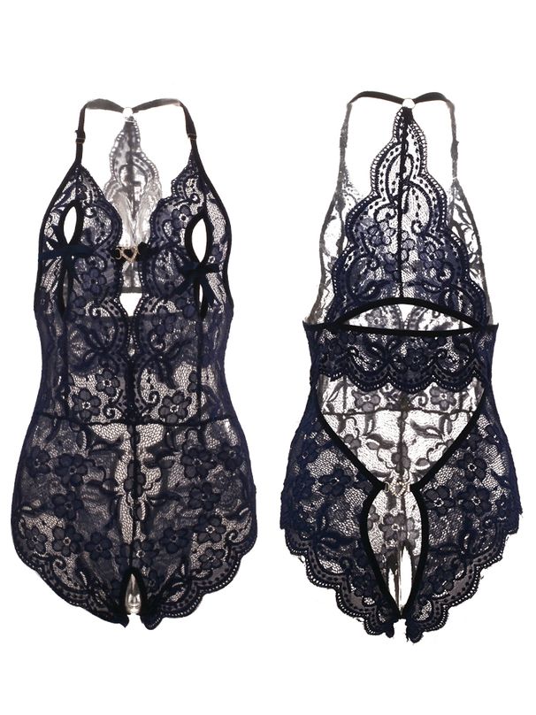 Sexy Dessous für Damen, Spitze, Teddy-Bodysuit, Übergröße, erotisches Babydoll-Kleid, tiefer V-BH, Unterwäsche-Set_voghion.com