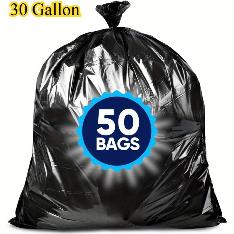 1.6 MIL 50/100 Pieces Ultra Thick Plastic Heavy-Duty 30-Gallon Garbage Bags (50 Pieces, 31.5in X 35.5in) - Ideal For Courtyard Fallen Leaves, Hotels, Malls, Supermarkets, Gardens, Streets & Homes_voghion.com