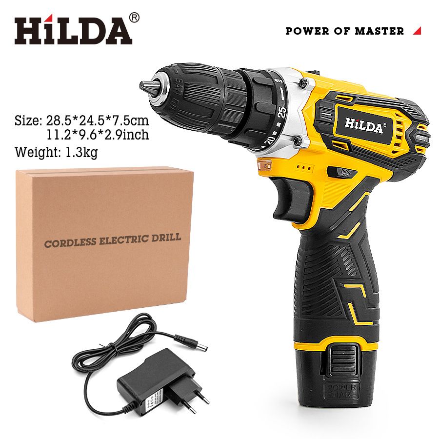 Accu-slagboormachine - 20V lithium-ion accu elektrische schroevendraaier met LED-lampje, draagbaar voor doe-het-zelf en professioneel gebruik_voghion.com