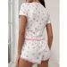 Sweet Pajama Set For Women Spring Summer New High-End Floral Round Neck Short Sleeve Long Pants Loungewear_voghion.com