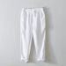 Men's Clothing Spring And Summer Simple Solid Color Straight Pants Men's Drawstring Casual Pants Linen Breathable Trousers_voghion.com