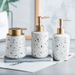 Nordic Terrazzo Ceramic Dispenser Bottle Set – Refillable Soap, Shampoo & Lotion Pump Bottles (3-Piece, Handmade Matte Glaze, Hotel & Home Decor)_voghion.com