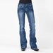 Retro Flare Jeans – Mid-Rise Stretch Bootcut Denim Pants For Women (Vintage Wash, Curve-Hugging Silhouette)_voghion.com