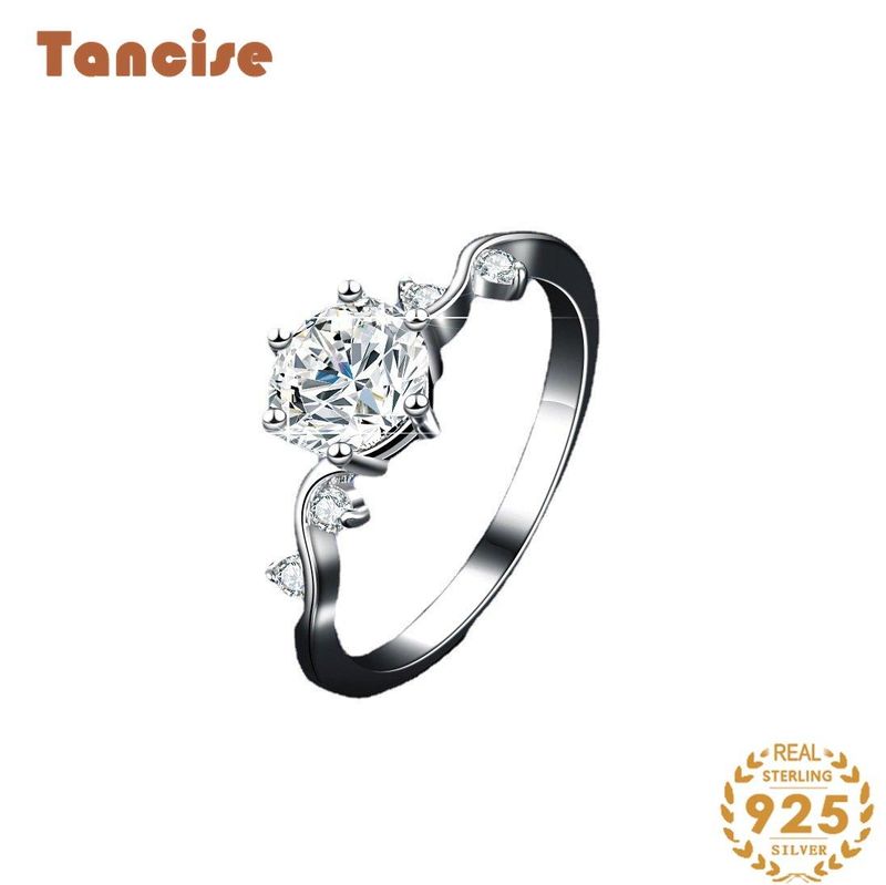 Tancise Classic Moissanite Sølv Ring Dame Smykker Bryllup Løfte Party Gift_voghion.com