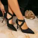 Huizhou Women's Heel Sandals Black Fashion Toe Cross Strap Stiletto Pointed New High Heels_voghion.com