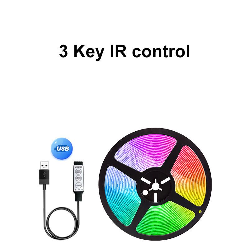 Taśmy LED RGB 5 V USB z 24-przyciskowym pilotem IR/Bluetooth, inteligentne, ściemnialne, elastyczne oświetlenie do dekoracji i nastrojowego wnętrza_voghion.com