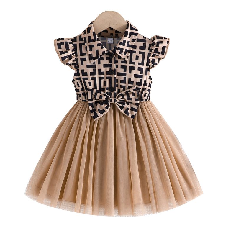 Kid's Clothing summer plaid fashion version of small and medium-sized girls' flying sleeve dress_voghion.com
