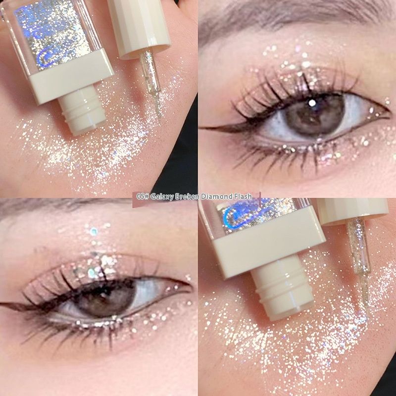 Sombra de ojos líquida Gege Bear con lentejuelas de perla y purpurina en polvo para dormir, sombra de ojos con gusano de seda, maquillaje líquido iluminador para lágrimas._voghion.com