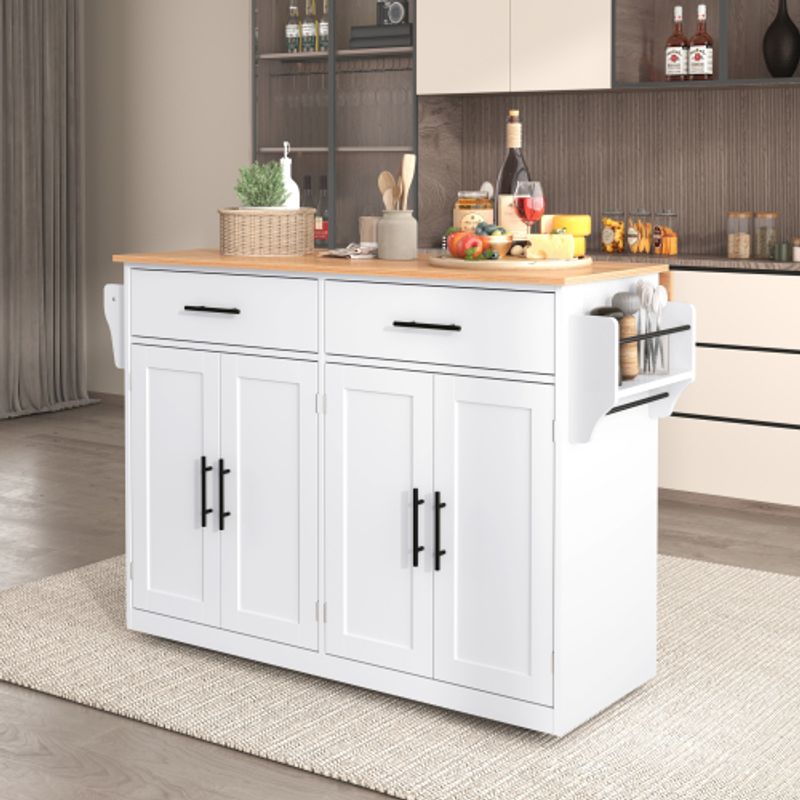 Servierwagen mit klappbarer tischplatte, 120x46(70)x91 cm, blanco, mit rollen und austauschbaren holzbeinen, ideal para cocina y cocina_voghion.com