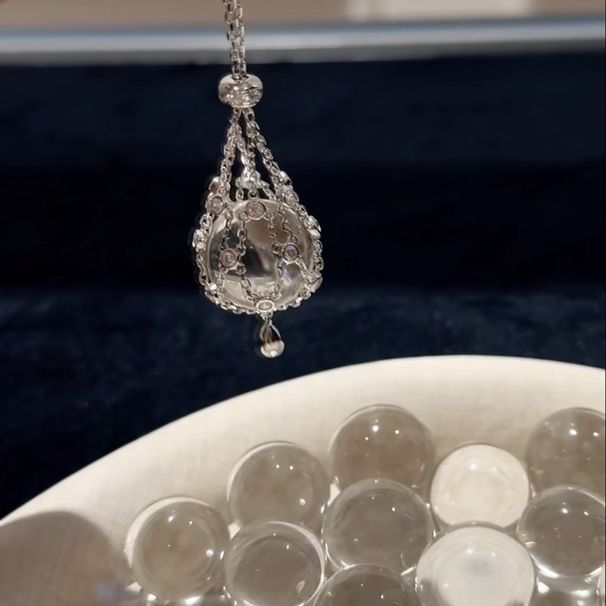 Collana con design tascabile in argento sterling con cristallo bianco AAA - Catena regolabile, stile leggero e alla moda per abbinamenti con maglioni_voghion.com