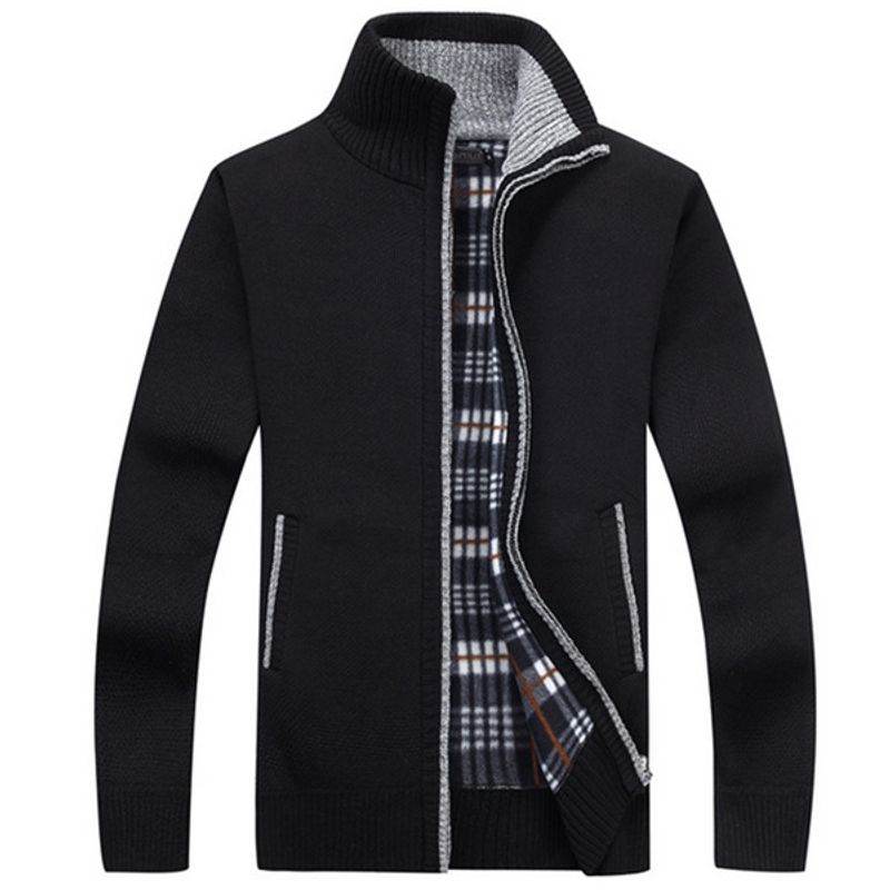 Abbigliamento maschile Autunno Uomo Maglia lunga Maniche lunghe Maglione cappotto alla moda foderato in pile spesso Taglia grande_voghion.com