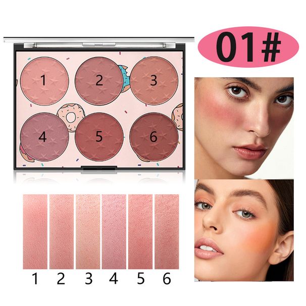 Miss Rose Rouge-Palette mit sechs natürlichen, sonnengebleichten Farben, matt und perlmuttartig, transparentes Fenster, hautfreundliche Rouge-Palette_voghion.com