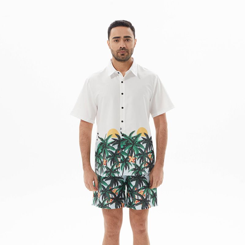 Vêtements pour hommes Fourniture de vêtements pour hommes 2024 nouvelles chemises hawaïennes à manches courtes tendance de la rue costumes de style de plage imprimés en stock_voghion.com