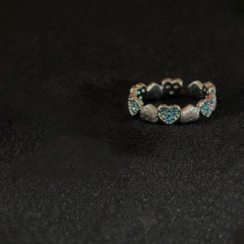 Retro Color Love Flash Diamond Ring Exquisite Light Luxury Temperament High Sense Girlfriend Index Finger Ring_voghion.com