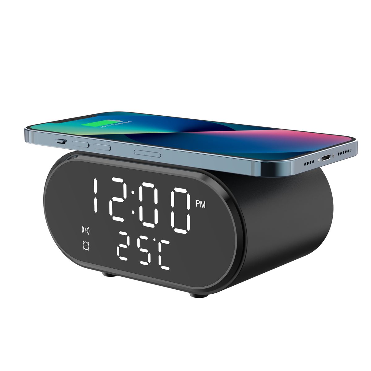 Digital Alarm Clock With LED Nightlight, Battery Backup And Snooze Function, Modern Black Design For Bedroom Or Office_voghion.com