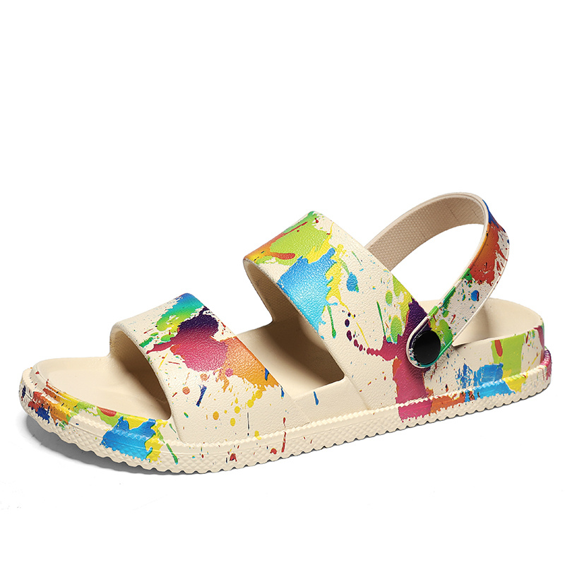 Men Sandals Open Toe Pillow Beach Slippers for Summer External Wear Slip Comfy Super Soft Non-Slip_voghion.com