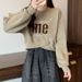 American Letter Printed Round Neck Pullover Hoodie For Women In Spring And Autumn, Short Cross Loose, Small, Long_voghion.com