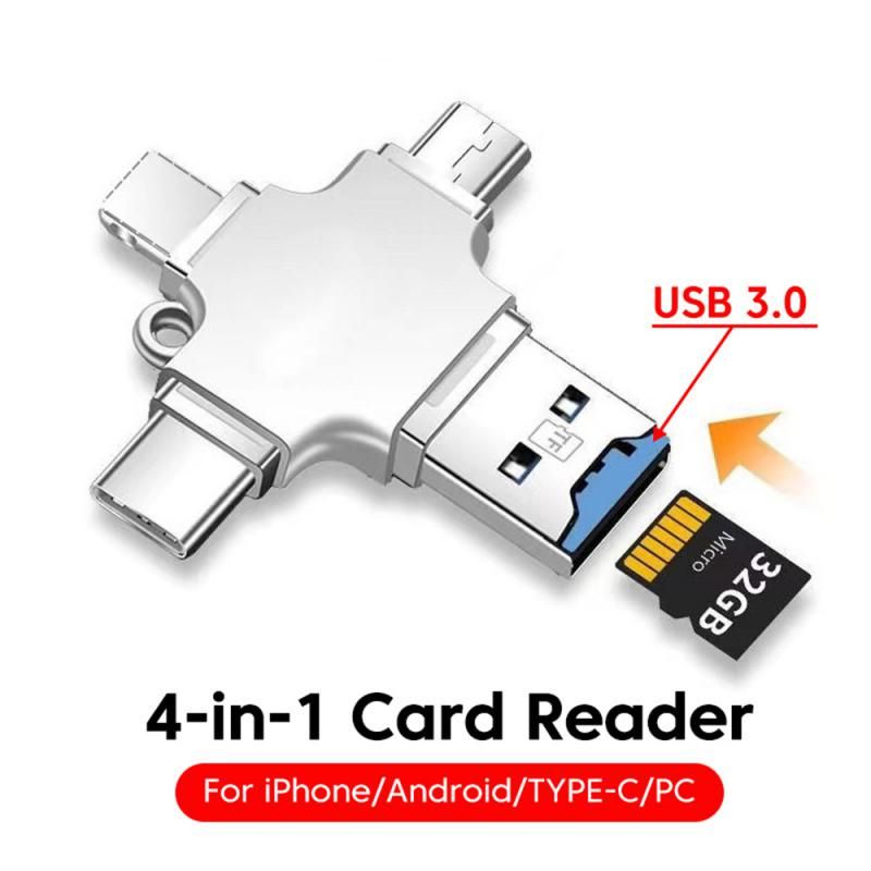 4 In 1 Reader 3.0 Type C Adapter USB To IOS Micro TF Card OTG Converter For PC IPhone Samsung Xiaomi Huawei_voghion.com