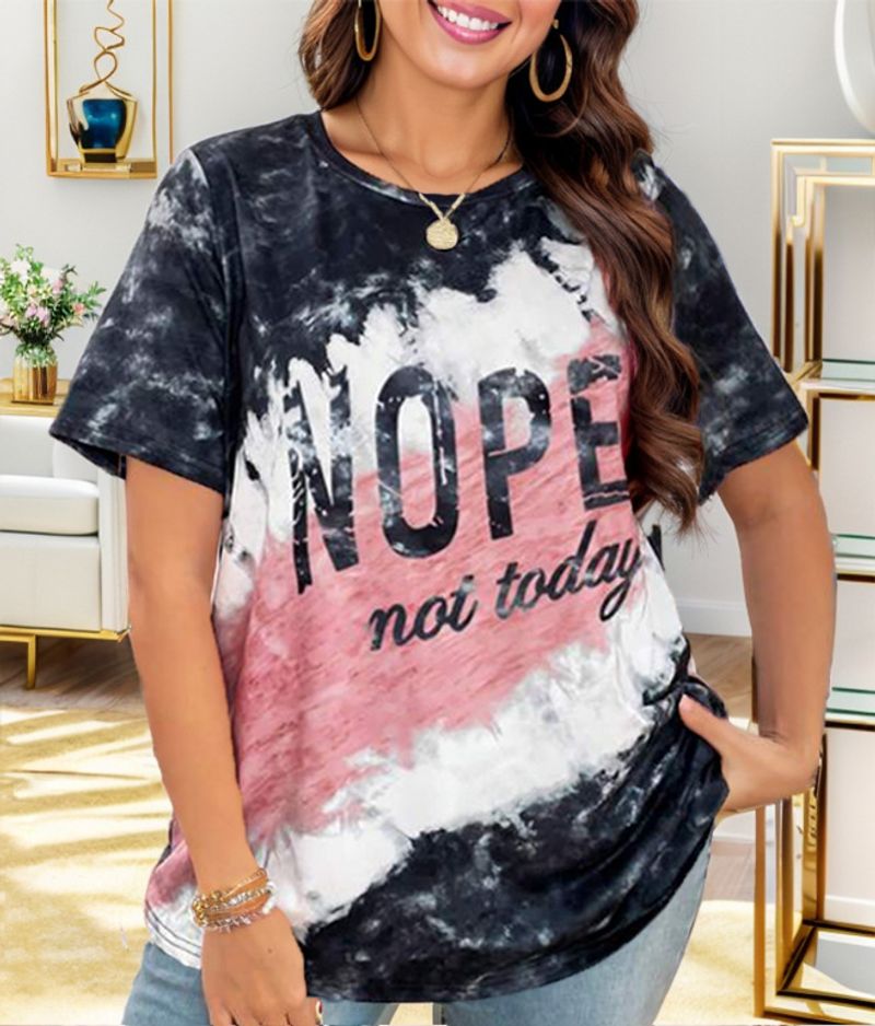 Tricou larg pentru femei cu imprimeu de litere_voghion.com