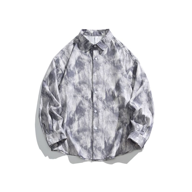 Frühling 2024 Hawaiian Stil Langarm Blumenhemd für Männer Persönlichkeit gestreifte bedruckte Jacke_voghion.com