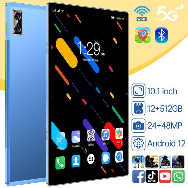 10.1 Inch Android Tablet With 4G Calling, Dual SIM, IPS HD Screen, 8-Core Processor, 32GB Storage, GPS, Face Unlock – G18 (Silver/Blue/Gold)_voghion.com