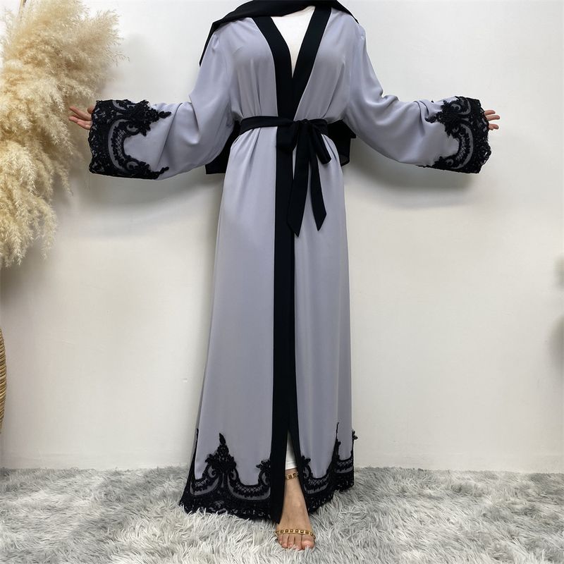 Women's fashion casual embroidery robe casual cardigan long dress_voghion.com