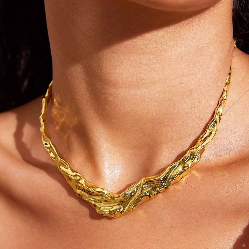 Unisex Metal Lava Necklace Hip Hop Cuban Irregular Personality Tree Branch Clavicle Chain Choker_voghion.com