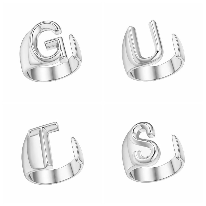 GUTS Lot de 26 grandes bagues ouvertes en cuivre, argent et or, style alphabet, unisexe_voghion.com