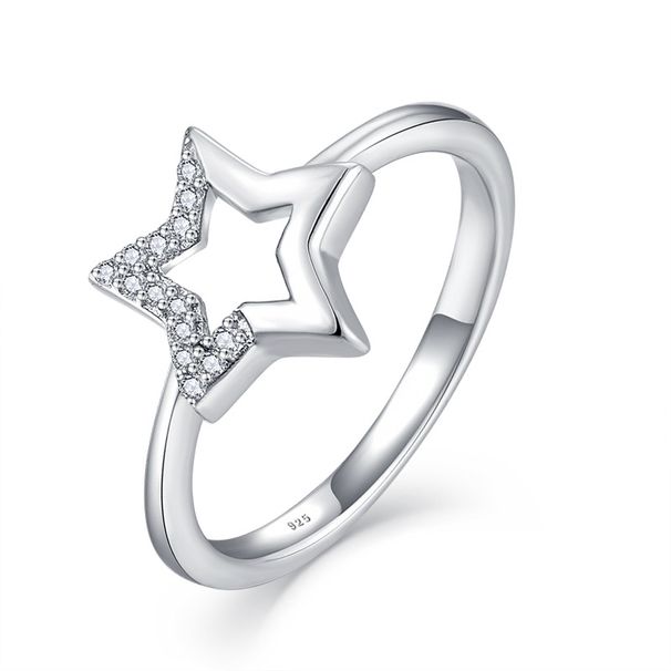 Collana e orecchini con anello a cinque punte in zircone, set di tre pezzi, gioielli di moda con stella in argento_voghion.com