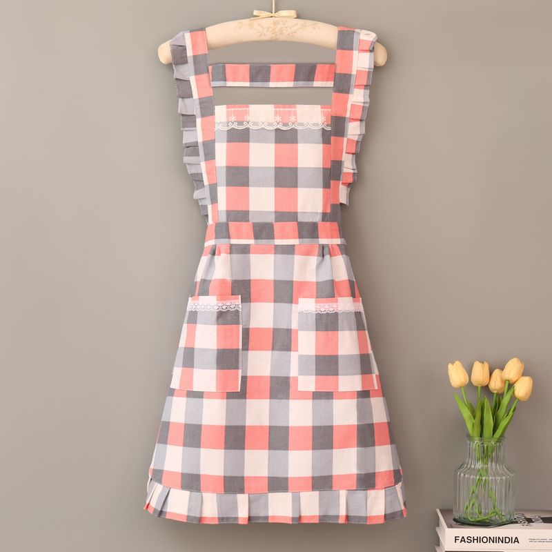 Princess Dress Korean Version Cute Stain-Resistant Household Dirt-Resistant Cooking Apron Breathable Nail Art Milk Tea_voghion.com