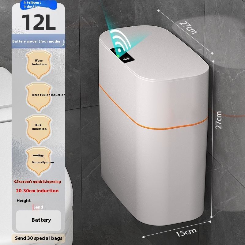 Cestino per la spazzatura a induzione intelligente per il bagno di casa montato a parete, WC elettrico completamente automatico con coperchio e_voghion.com