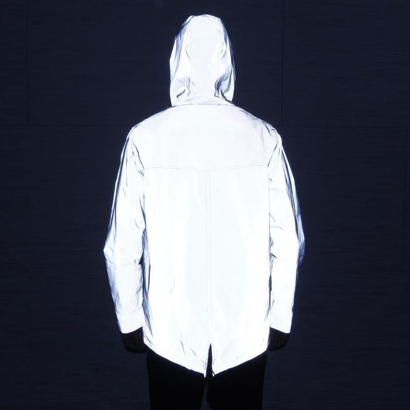 Men's Clothing mid length reflective jacket men's large size hooded swallowtail jacket one piece_voghion.com