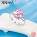 Anello ZDADAN in argento con zircone rosa quadrato per donna, gioiello da sposa alla moda_voghion.com
