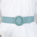 Fresh And Fashionable Elastic PP Straw Woven Wide Bohemian Style Round Buckle Decorative Dress Belt For Women_voghion.com
