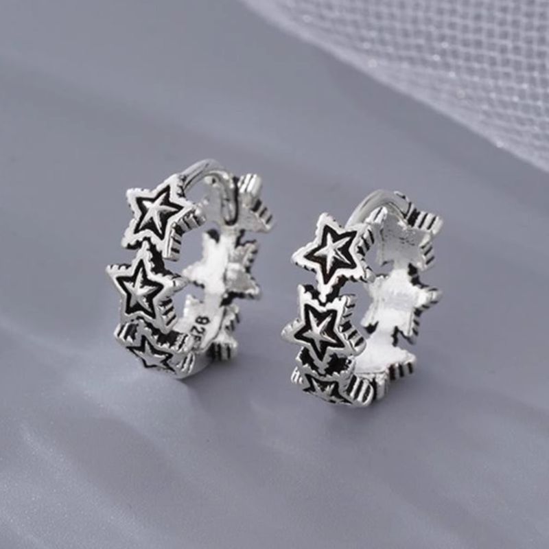 Five-Pointed For Women 2025 New Niche Design Versatile High-Value Star Ear Clips Circle Stud Earrings_voghion.com