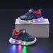Spring Autumn New Children's Leather Spider Web LED Light up for Small and Medium sized Boys Casual Sports Shoes_voghion.com