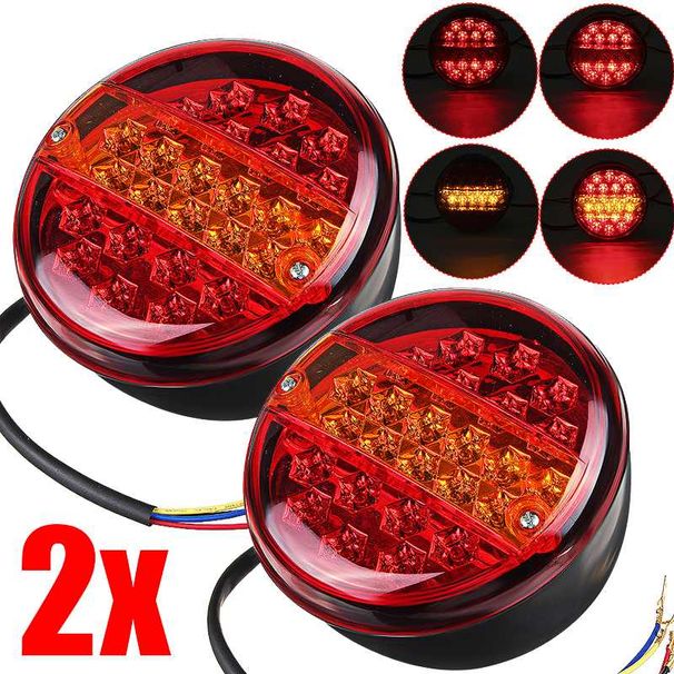 2/4 pezzi 12V 24V 25 LED fanale posteriore per auto freno stop indicatore di direzione lampada rotonda camion furgone rimorchio 3 funzioni_voghion.com