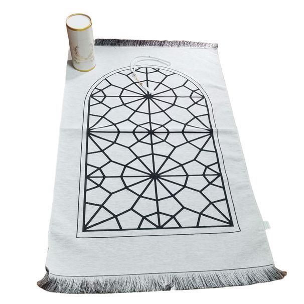 Mājas tekstils Jauna balta kvadrātveida austa sega Rožukronis Izsmalcināts suvenīru lūgšanu paklājiņš Pārnēsājama salokāma sega_voghion.com