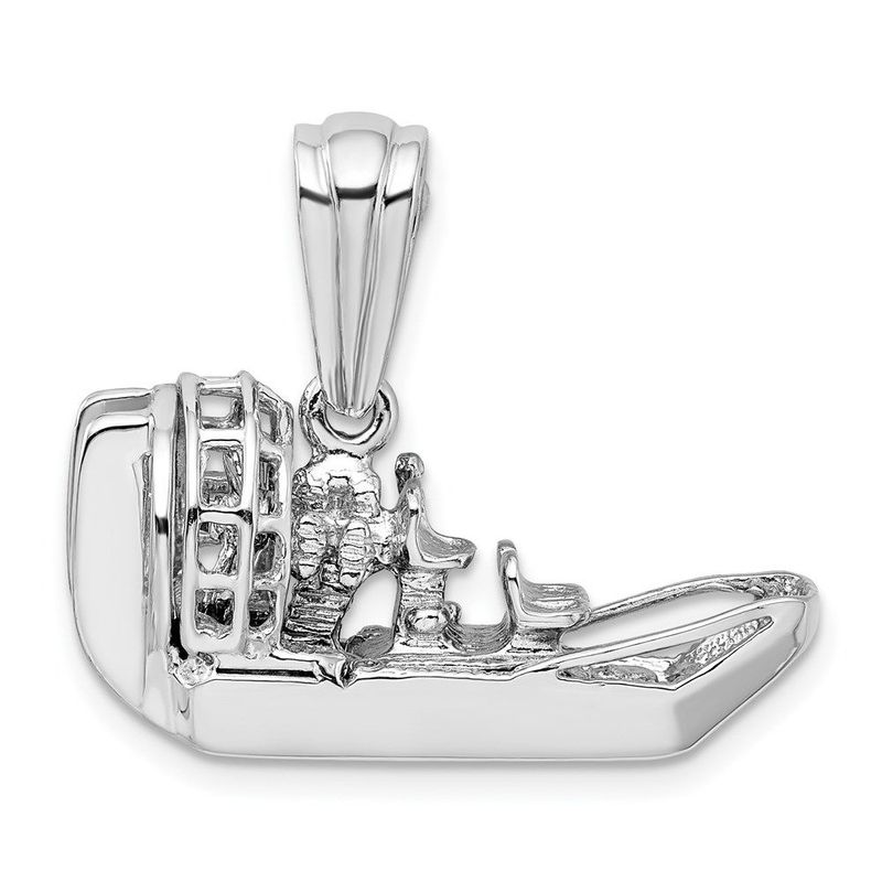 De-Ani Sterling Silver Rhodium-Plated Polished 3D Air Boat Pendant_voghion.com