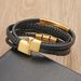 Leather Cord Stainless Steel Simple Woven Men's Multi-layer Bracelet_voghion.com
