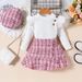Mother & Kids Children's Clothing For Girls Long Sleeved Tops Woven Tweed Skirt Beret 3 Piece Set_voghion.com