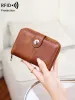 Vintage Womens RFID Blocking MultiFunction Short Fashion Large Capacity Zipper Coin Wallet Simple ID Credit Card Holder_voghion.com