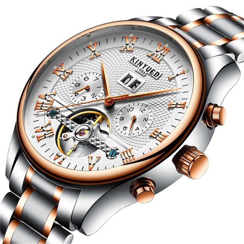 Relojes Tourbillon Watch Men KINYUED Fashion Sport Automatic Mechanical Clock Mens Watches Top Brand Luxury Business Watch_voghion.com