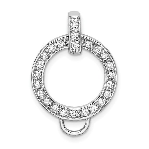Amore La Vita Sterling Silver Rhodium-plated Polished CZ Open Circle Charm Holder Pendant_voghion.com