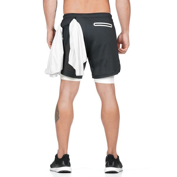Schnelltrocknende Trainingsshorts für Herren – 2-lagiger Hybrid für Fitnessstudio und Strand mit Netzfutter (Basketball, Gewichtheben und Laufen, Design ohne Logo)_voghion.com
