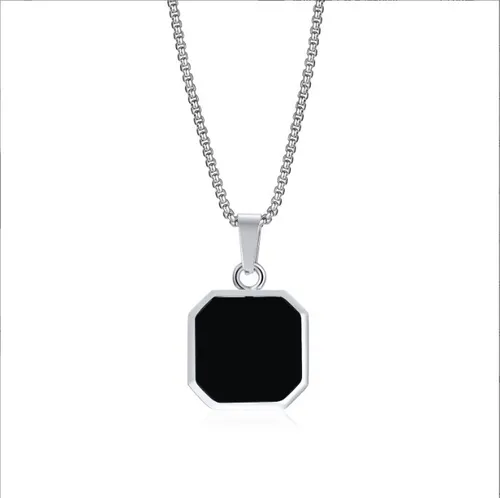 roestvrijstalen geometrische vierkante zwarte druppellijm ketting heren eenvoudige niche hiphop titanium stalen hanger_voghion.com