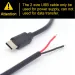 5V 3A Single To 2 Pin Bare Wire Open End 24AWG Male Pigtail Cable Cord DIY For USB C Equipment Installed 0.3/1M_voghion.com