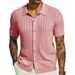Men's Casual Top Summer Cool Knitted Shirt Short Sleeved Lapel Solid Color Hollow Breathable Men's Clothing_voghion.com
