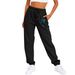 Women's Sweatshirt With Fleece Base Lace-up High-waisted Casual Pants_voghion.com